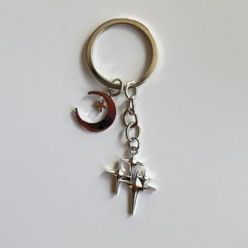 y2k 2000s star moon pendant keyring for keychain
